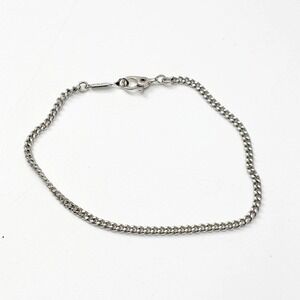Monet Silvertone Curb Link Bracelet 6.5" Small Wrist or Child Size Lobster Clasp